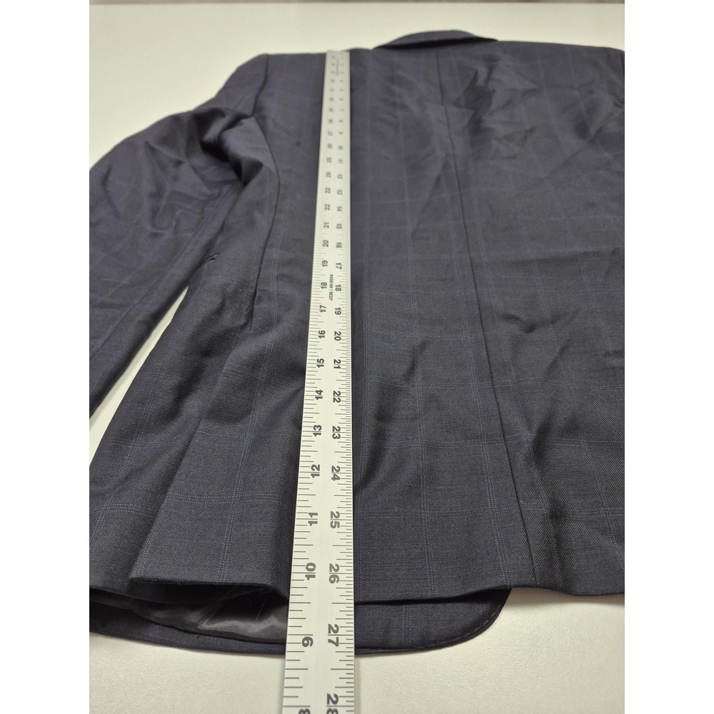 Peter Millar Blazer Mens 36S Blue 100% Wool Sport Coat Made In Canada Windowpane - Picture 10 of 14